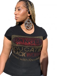 Danger Educated Black Women Gold Rhinestone